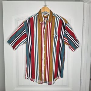 Vintage Jimmy'z Shirt Men's Medium Striped Button Short Sleeve Casual